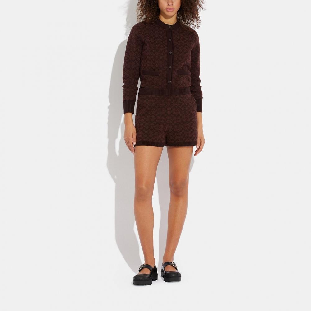 Coach Signature Knit Set Shorts Brown Signature