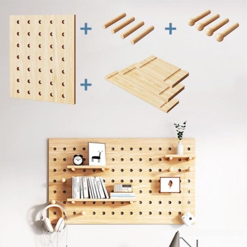 Solid Wood Hole Wooden Shelf Pegboard Accessories Wall Shelf Hole Board Household Decoration Display Stand