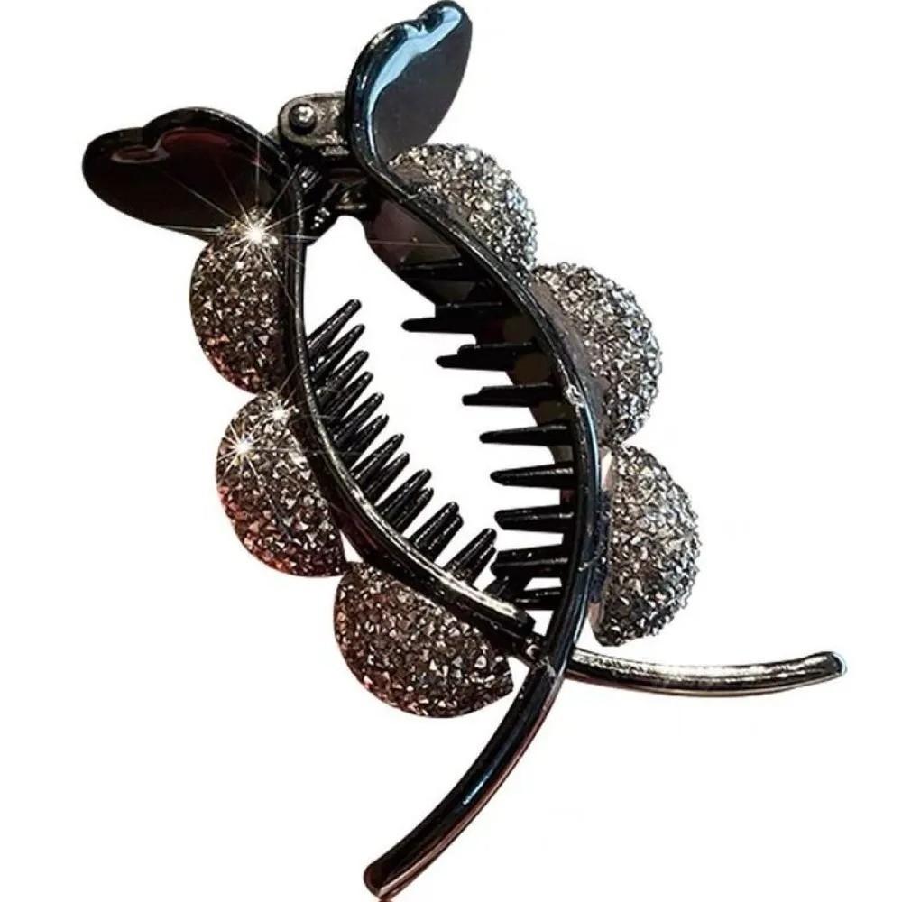 Hair Claw Clip with Decorative Rhinestone Accents Durable Plastic Hairpin Hair Accessory for Securing Bangs and Hair Styling