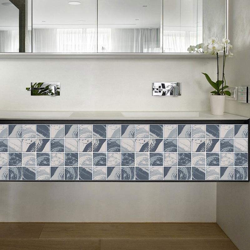 Gray Plaid Tile Sticker Kitchen Backsplash Oil-proof Bathroom Waterproof Home Decor Wall Decals Peel Stick Art Mural
