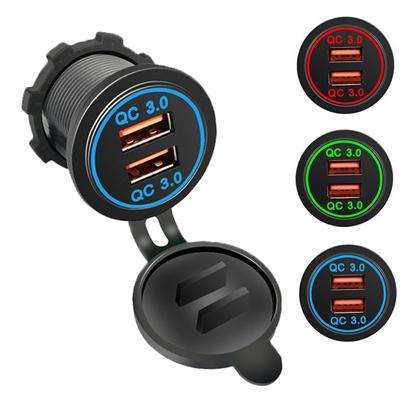 Быстрая зарядка Qc 3,0 Usb Автомобильное зарядное устройство для мотоцикла Двойное USB-зарядное устройство 12 В-24 В Автомобильные мото розетки Розетка со светодиодом