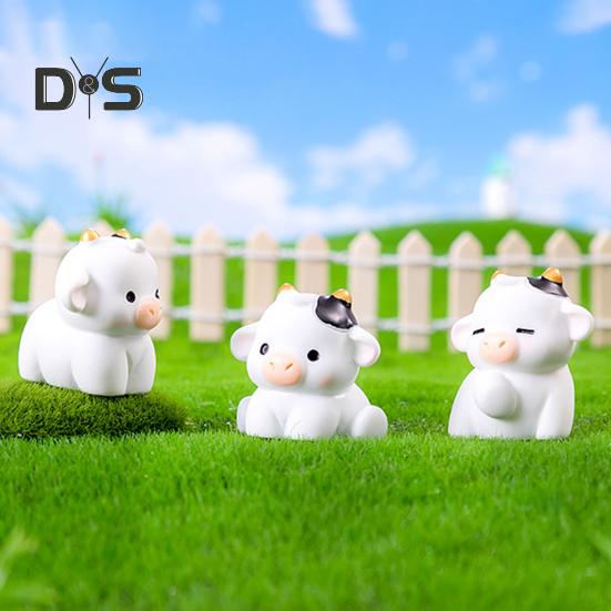 6 шт. мини-фигурка молочной коровы, смола, крошечный орнамент для крупного рогатого скота, миниатюрная статуя животного, игрушка, сказочный сад, микроландшафт, украшение для рабочего стола