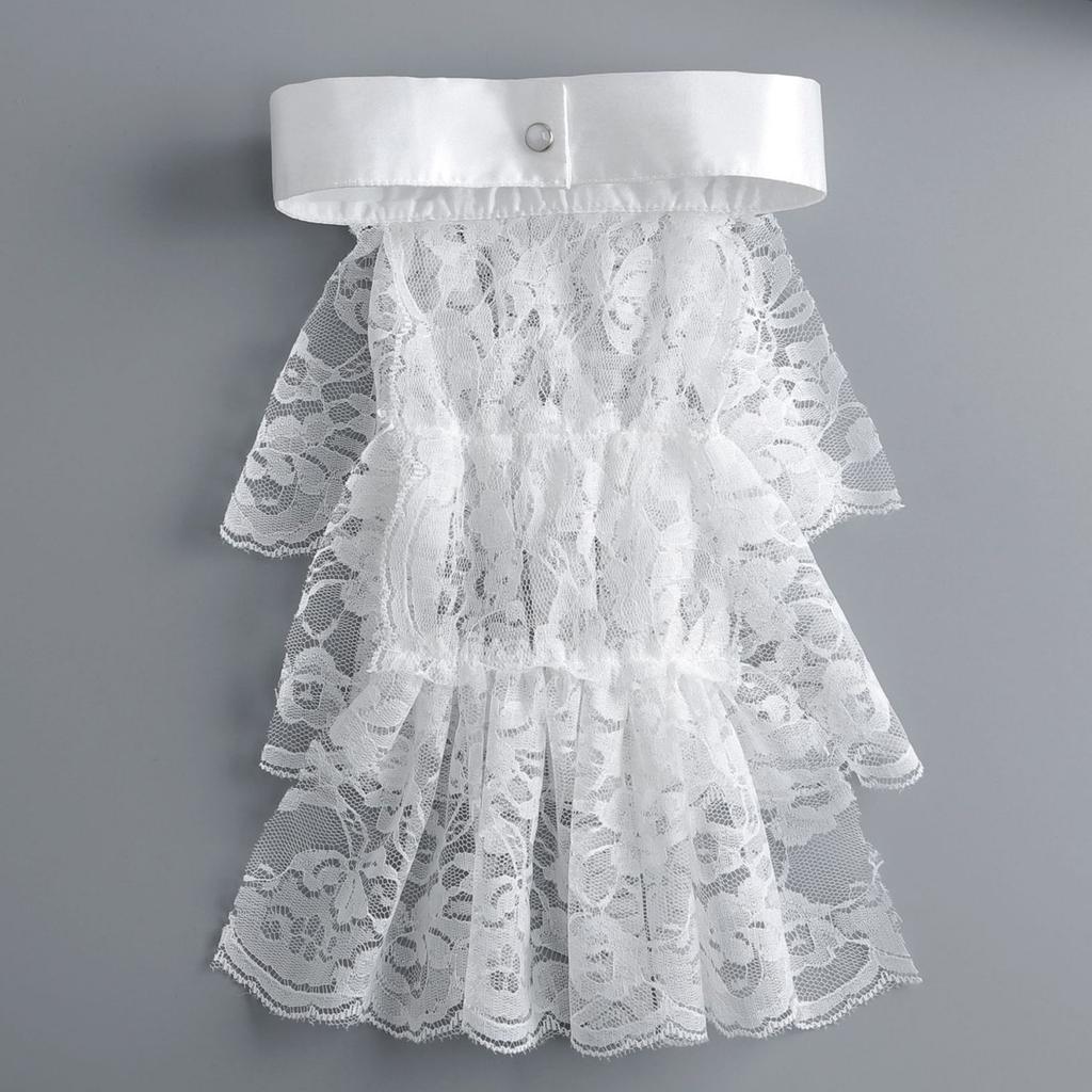 Elegant Victorian Costume Collar Ruffled Lace Jabot Neck Collar for Halloween Parties Cosplay Vampire Costume Collar