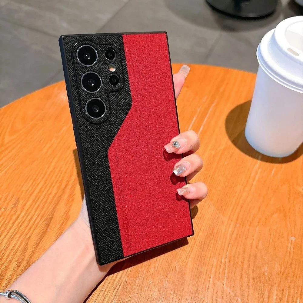 Чехол для телефона Color Collision Leather для Samsung Galaxy S25 S24 Ultra S23 S22+ Plus, защитная задняя крышка с защитой камеры