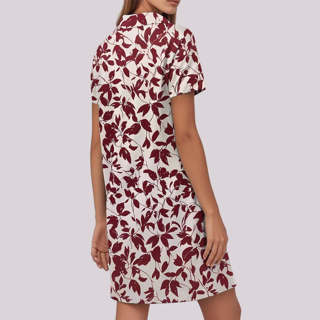 Женское повседневное модное платье с цветочным принтом и лацканами, короткий рукав, V-образный вырез, короткая юбка