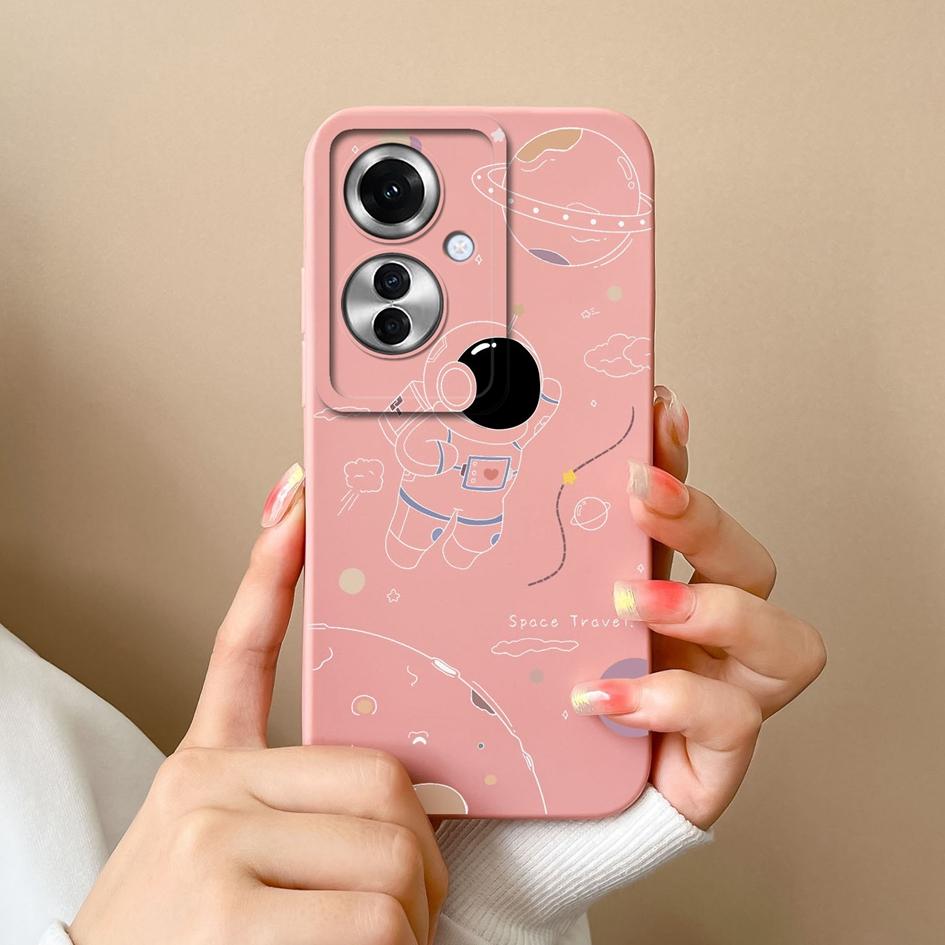 Чехол для OPPO A60 A59 Realme C65 12x Reno11 Pro, чехол для телефона с милым астронавтом-пилотом, противоударный, мягкий жидкий силикон, популярный чехол-бампер для OPPO
