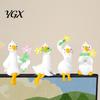 Desk Decoration Duck Resin Decor for Car Dashboard TV Monitor, Mini Pendant Figurine, Cute Holding Flower Ornament, Playful Gift Friends Co-Workers