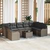 vidaXL 9-Piece Garden Sofa Set with Cushions Grey Poly Rattan 3354538