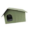 Уличный домик для кошек Водостойкий Всепогодный Просторный Закрытый Складной Кошачий Приют для Всех Сезонов Армейский Зеленый