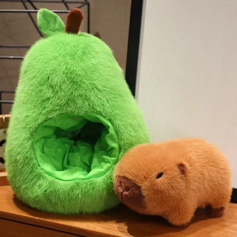 ***35cm *Hut Plush Capibala Doll Soft Animal Avocado Mouse Plush Toys Avocado Doll Children's and Girls' Gift Capybara Pillow