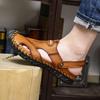 Модные Новые Сандалии из Натуральной Кожи Мужские Удобные Шлепанцы Летние Мужские Сандалии Трендовые Мужские Кожаные Сандалии Дизайнерская Мужская Обувь