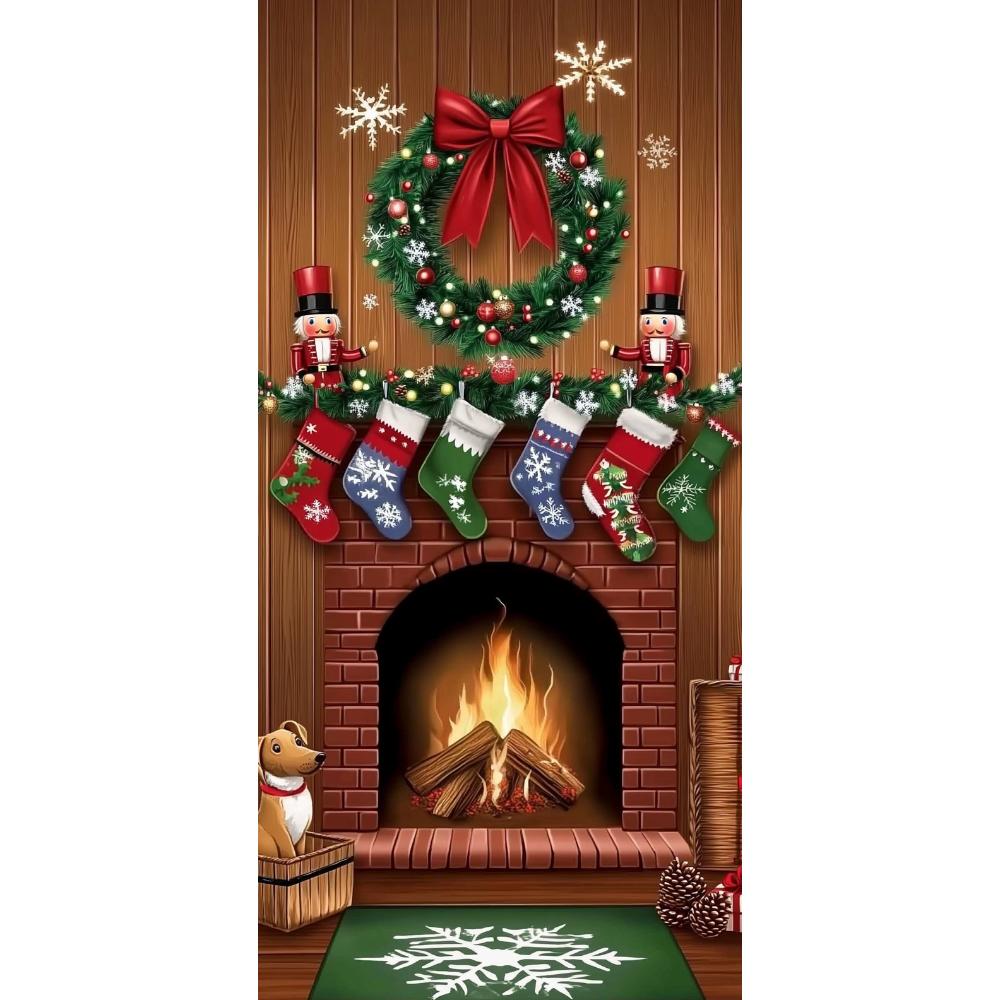Santa Claus Read Gift List Lining for Christmas Doors Xmas Outdoor Decoration Door Cover for Front Door Home Xmas Party Supplies