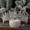 Round Tiaras Baroque Crown Metal Rhinestone Crown Exquisite Princess Tiara  Bridal