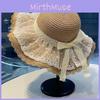 Летняя широкополая соломенная шляпа с кружевными деталями для женщин, солнцезащитная, дышащая, уличный аксессуар