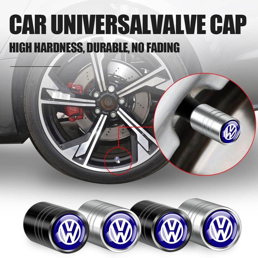 4PCS Car Badge Wheel Tires Valve Caps Metal Tyre Dust Cover For Volkswagen Golf Motion Touran Rline TDI R32 MK4 GTI Tiguan Jetta DUVWZ1