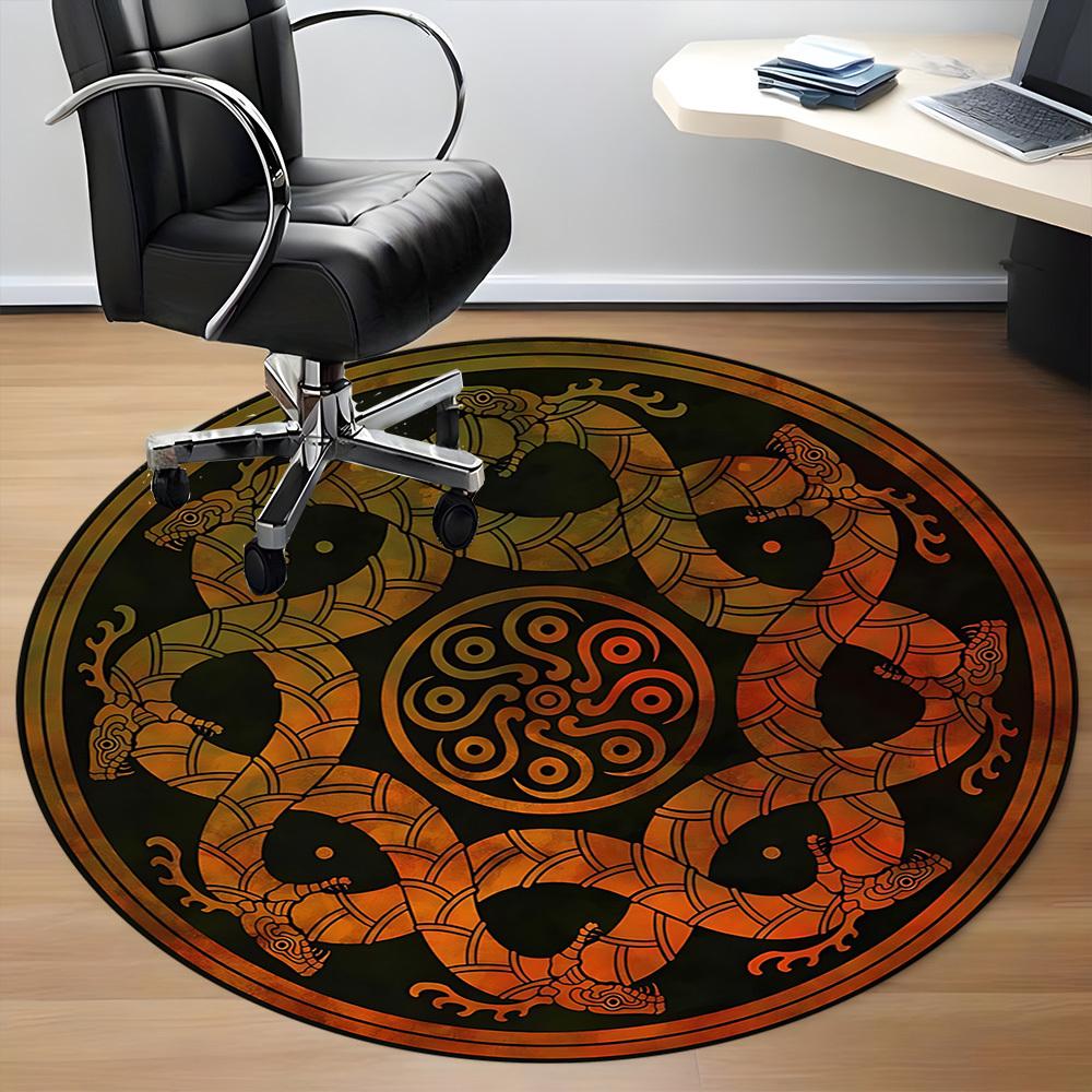 1 шт. Круглый ковер Serpent Mandala для офиса, под офисные стулья, в спальню, гостиную, декор для дома, декор комнаты, доступен в различных размерах
