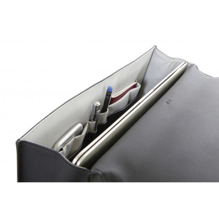 Via Durini Nava Leather Briefcase - Black