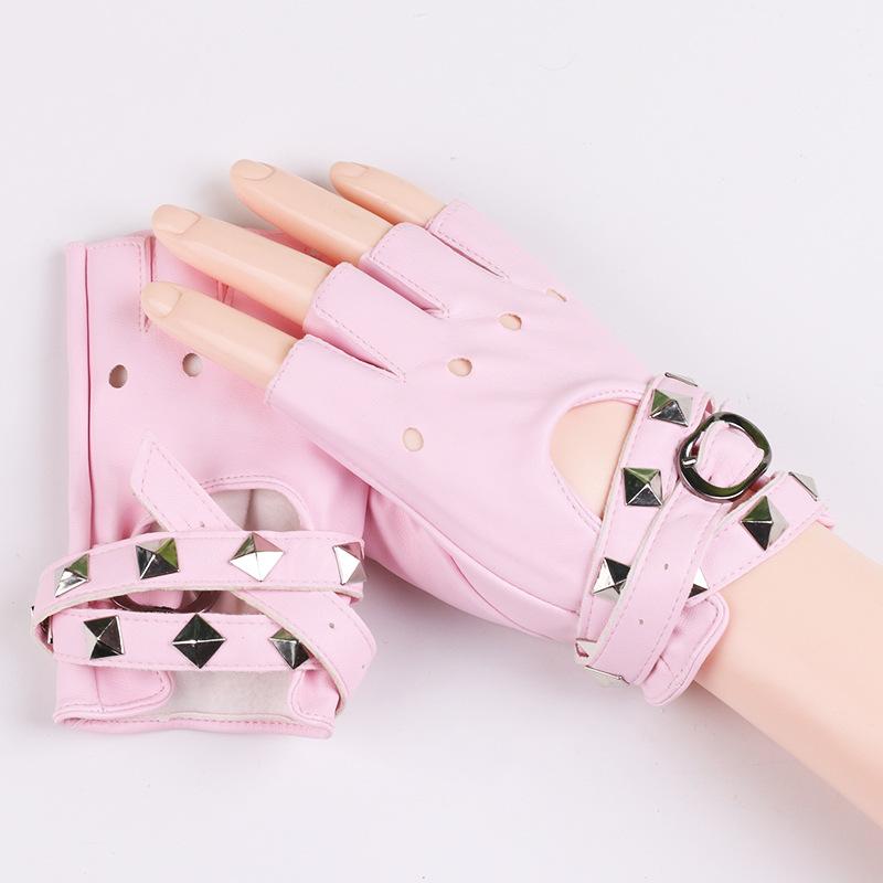 Кожаные женские крутые весенние и летние перчатки в стиле панк для выступлений в ночном клубе для танцев на пилоне