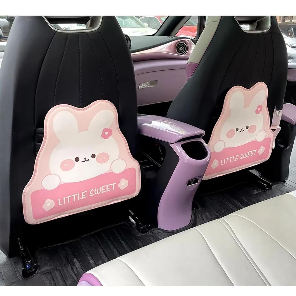 Car Cartoon Animal Bear Bunny Backseat Protector Kick Mat Seat Back Cover Leather -Kick Pad For Kids Universal