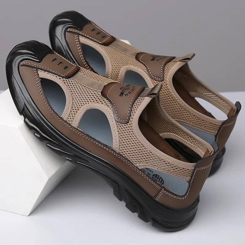Fashion Summer Sandals Breathable Men Shoes Mesh Outdoor Men Hollow Sandals Antiskid Beach Sandals Flats Footwear Zapatillas Hombre