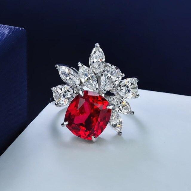 Обручальное кольцо сверкающее синее бриллиантовое кольцо из стерлингового серебра 925 пробы классические кольца для женщин красное кольцо ювелирные изделия подарки