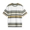 Li Ning CF Series Full Print Round Neck Comfortable Breathable Short Sleeve T-Shirt Unisex Tops Off-White Striped ATSU781-1
