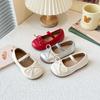 Girls Leather Shoes Soild Color Versatile Kids Flats Soft Sole Non-slip 2025 New Children Princess Shoes Simple Bows Slip-on