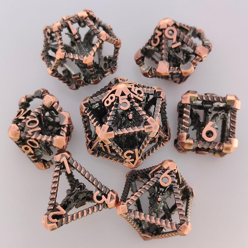 7pcs/set Hollow Dragon Dice Set Role-playing Game Polyhedral Dragon Dice Tabletop DND Game Party Accessories