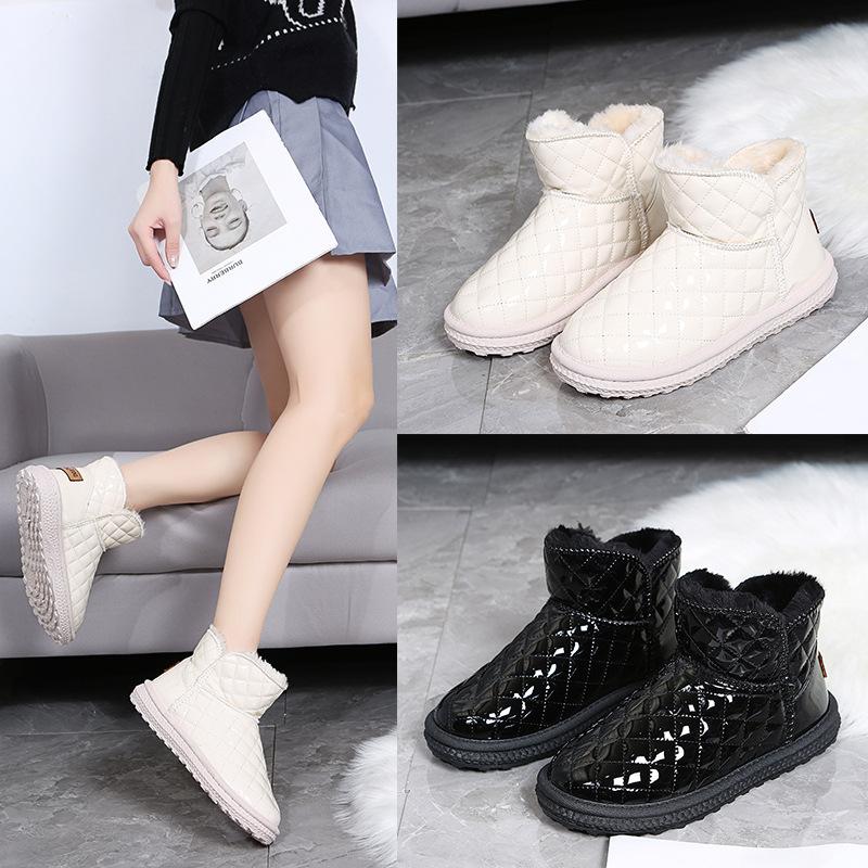 Женские зимние сапоги на плюшевой и утолщенной зимней толстой подошве, теплая женская хлопчатобумажная обувь со зимними ботинками