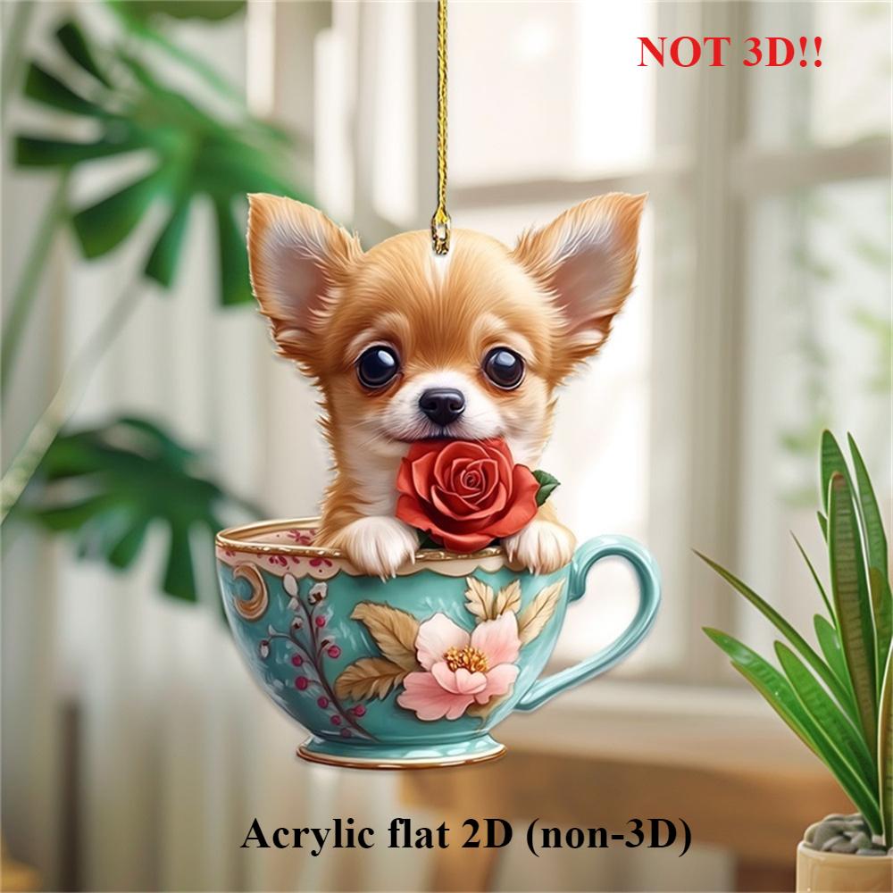 Cat and Dog Pendant, Acrylic Flat 2D Keychain, Car Rearview Mirror Pendant, Backpack Pendant, Valentine's Day, Christmas, Birthday Gift.