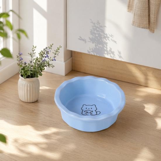 Ceramic Cat Bowl, Round Cat Food Bowl, Easy to Clean, Non-Slip Weighted Food Bowl for Cats And Small Dogs