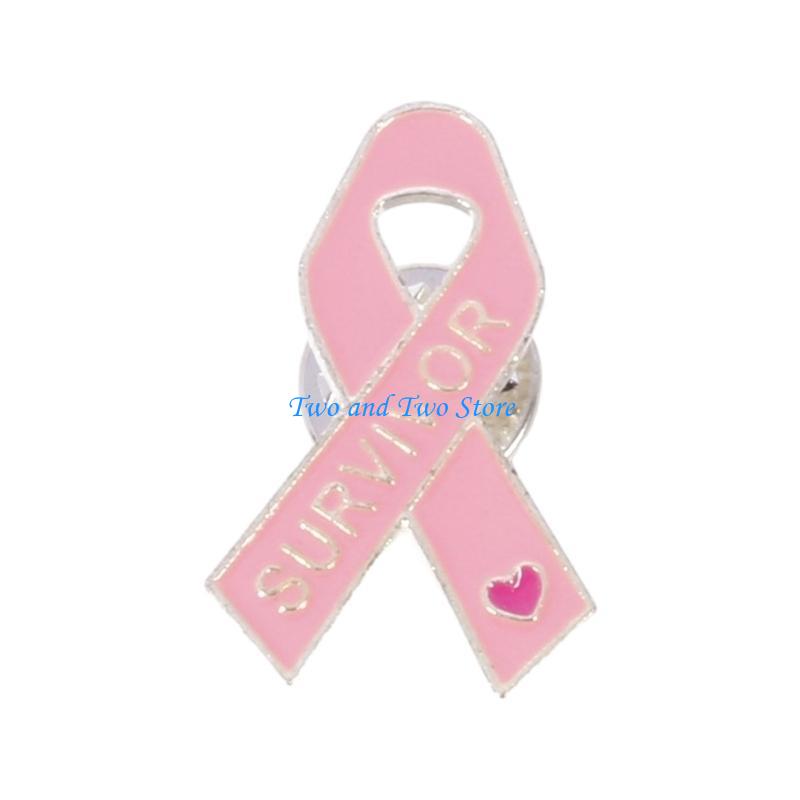 HX6F Health Awareness Pink Ribbon Brooch for Women's Day Festivities Alloy Lapel Pin