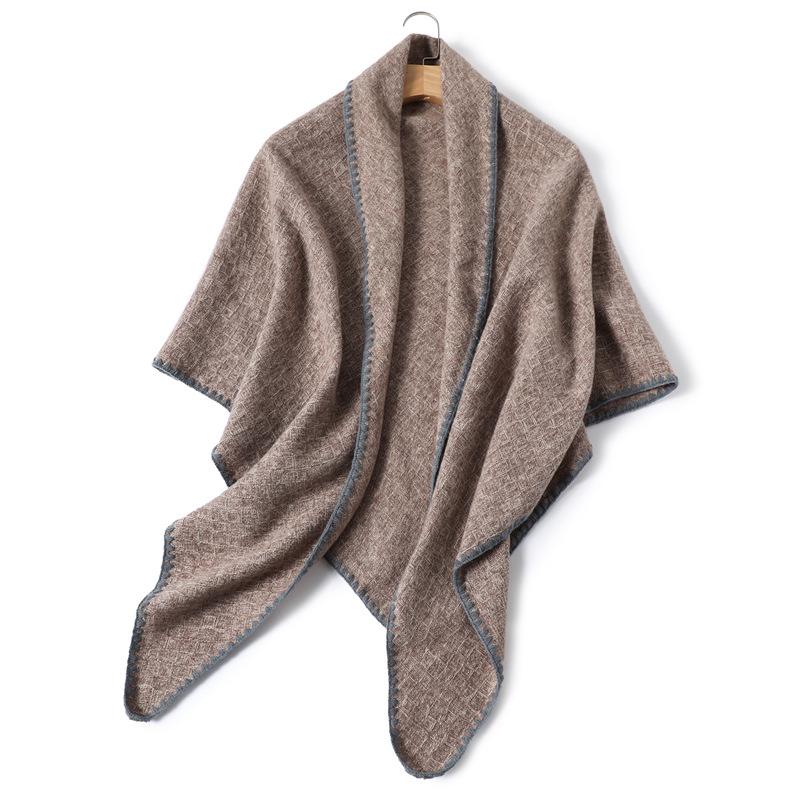 Solid Color Imitation Cashmere Temperament Scarf Long Triangle Scarf Warm Scarf Women'S Thickened Shawl Versatile In Autumn And Winter