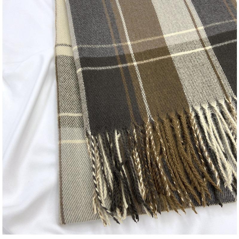Plaid Scarf Women's Autumn and Winter New Retro Shawl Imitation Cashmere Warm Fringed Scarf