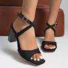 Shoes Female 2025 Ankle Buckle Strap Women's Sandals Fashion Dress Sandals Women Square Toe Plus Size Chunky Heels Shoes Women