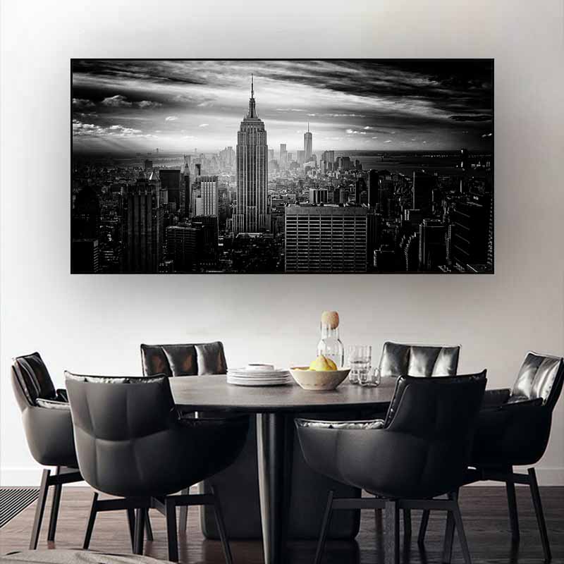 Горизонт Торонто, пейзаж, настенные художественные постеры и принты, черно-белые, вид на город Торонто, холст, живопись, художественные фотографии, домашний декор