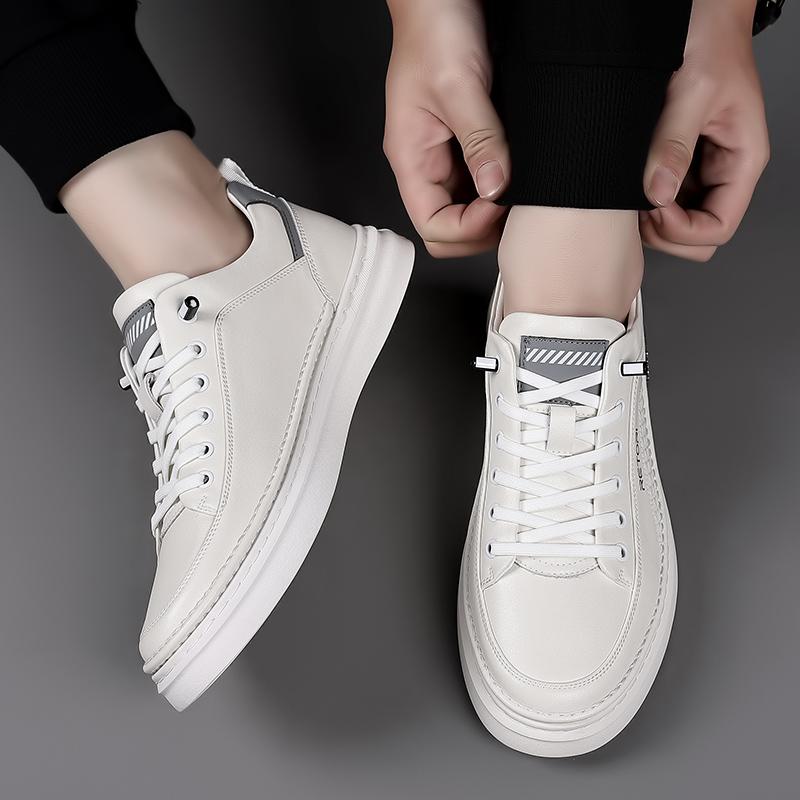 Fashion Casual Leather Men Casual Shoes Lightweight Lace-Up Sneakers Breathable Sports Shoes New Design Skateboard Footwear Treking Shoe