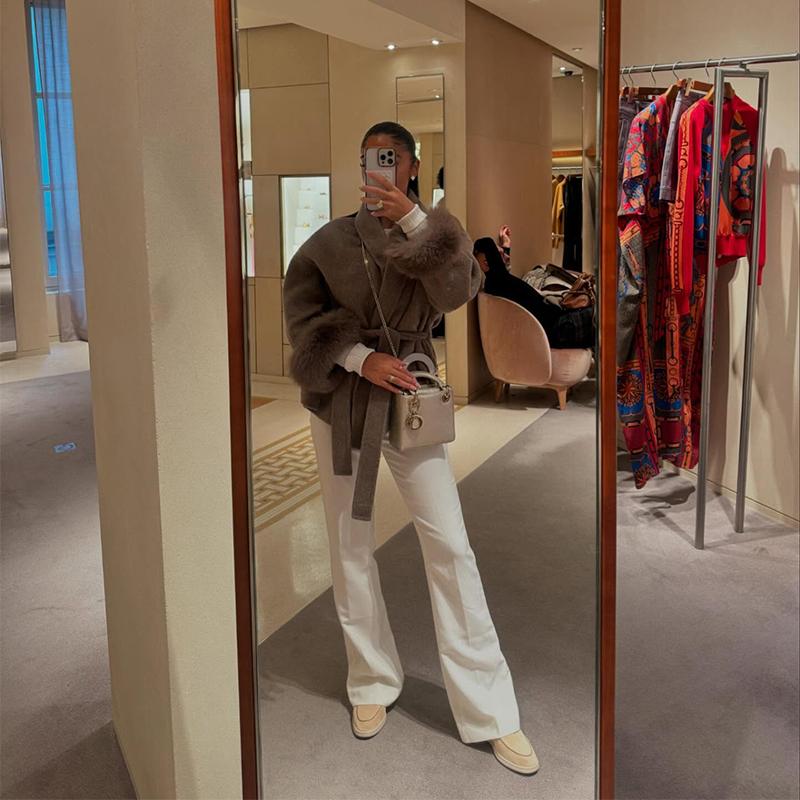 Шерстяное пальто с лацканами, завязывающееся на пояс, Женская теплая удобная толстая куртка-кардиган, Повседневное ретро-элегантность, Осень/Зима 2025