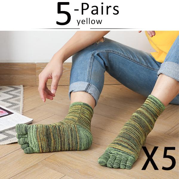 5 Pairs Cotton Happy Socks With Toes Colorful Young, Casual, Fashion Soft Elastic Five Finger Socks Street Fashion Sokken