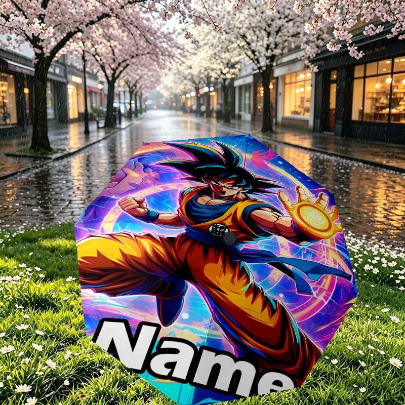 Персонализированный зонт с принтом DRAGON BALL, Автоматическое открытие/закрытие, Прочный 8-реберный каркас, Для поездок на работу, кемпинга, походов, Подарок на день рождения