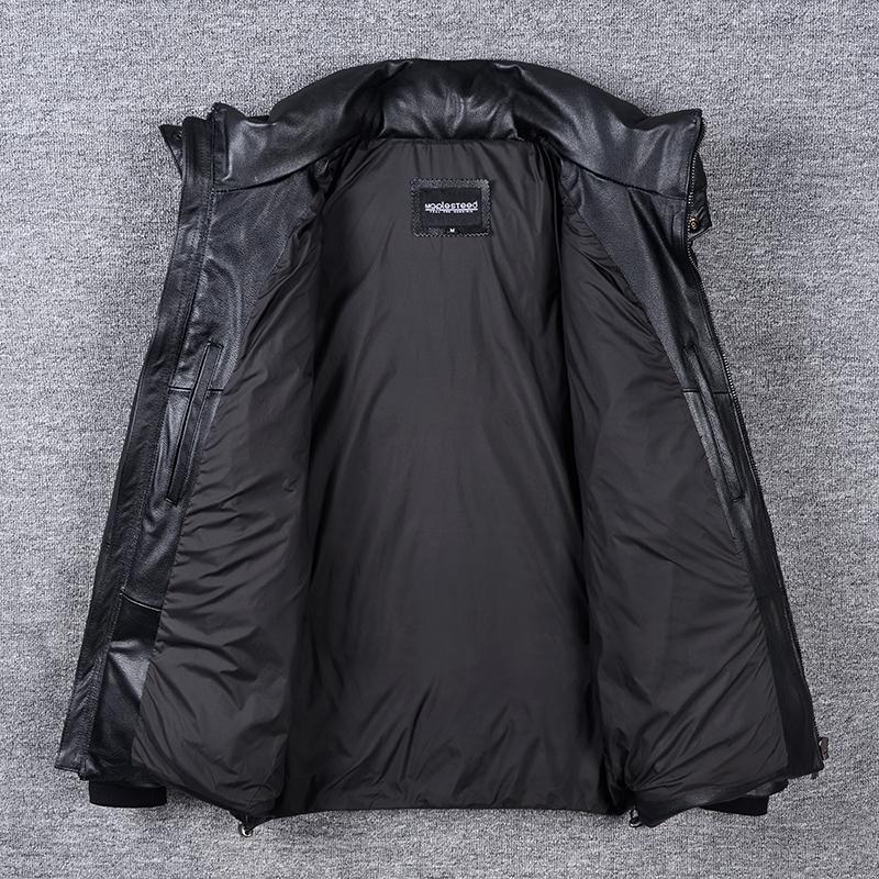 Мужское пальто из натуральной коровьей кожи с широкими плечами, толстое и мягкое, на утином пуху, со съемным капюшоном, теплая зимняя куртка, кожа коровьей шкуры, мужская одежда