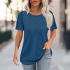 Women's Fashion Casual Solid Color Round Neck Short Sleeve T-shirt Tops