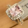 Розовый топаз квадратный драгоценный камень серебряный тон женское свадебное кольцо из сплава ювелирные изделия подарки