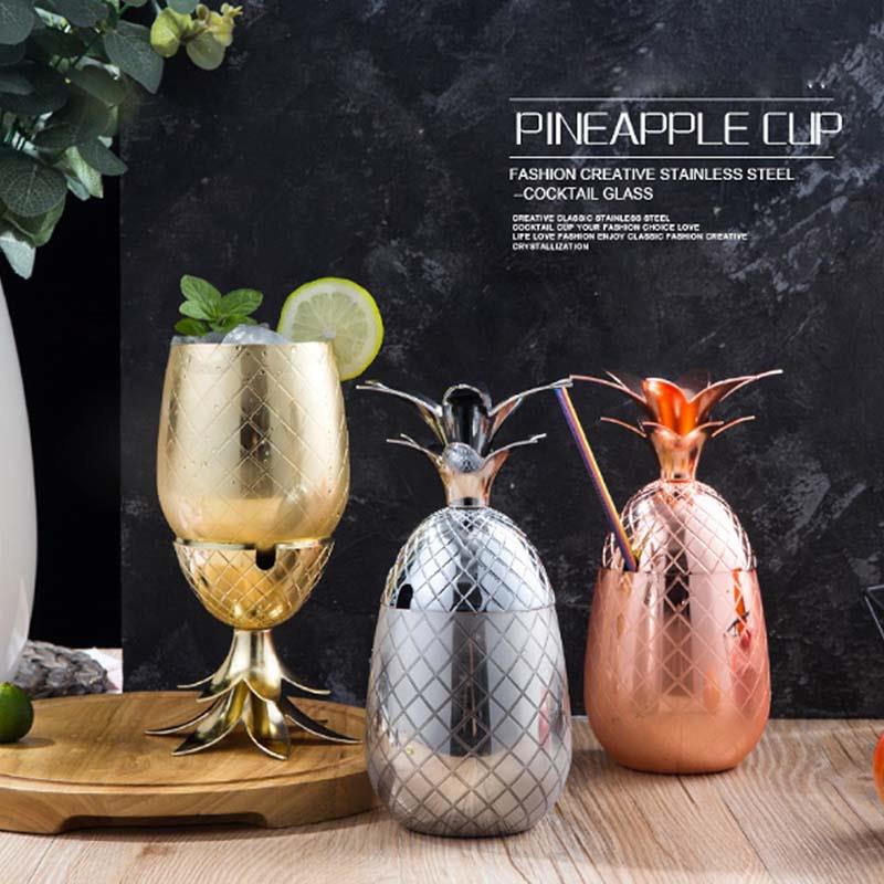 BORREY 500 мл чашка с ананасом Московский мул, медные кружки, кружка для кофе из нержавеющей стали, барная чашка для коктейля, чашка для горячей и холодной воды, металлическая пивная кружка