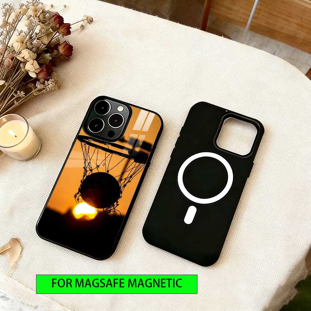 Sunset Basketball Phone Case For iPhone17,16,15,14,13,12,11 Plus,Pro Magnetic For Magsafe Wireless Charging