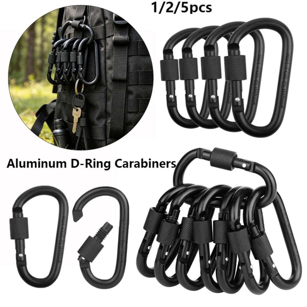 1/2/5pcs with Lock Hammock Hook Aluminum Alloy Shopping Bag Clip Hook New D-Ring Carabiners