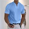 2025 Men's V-Neck Muscle Fit Sports T-Shirt - Elastic Short Sleeve Solid Color