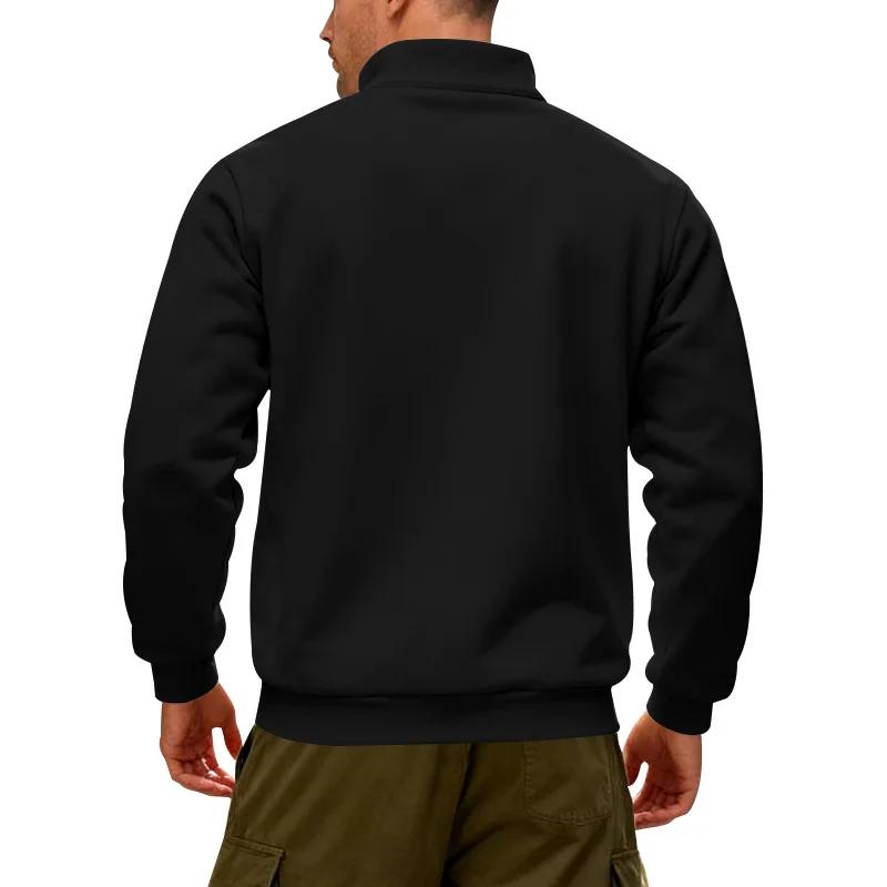 Зимний флис Тяжелые толстовки Свободные Уличные Мужские Теплые Пуловер с полумолнией и воротником-стойкой Спортивное худи для мужчин