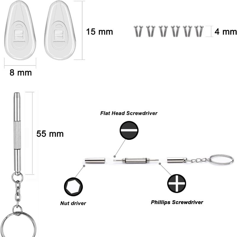 Носоупоры для очков, улучшенные мягкие силиконовые носовые упоры для очков с воздушной камерой, 5 пар вкручивающихся носовых упоров для очков диаметром 15 мм с винтами