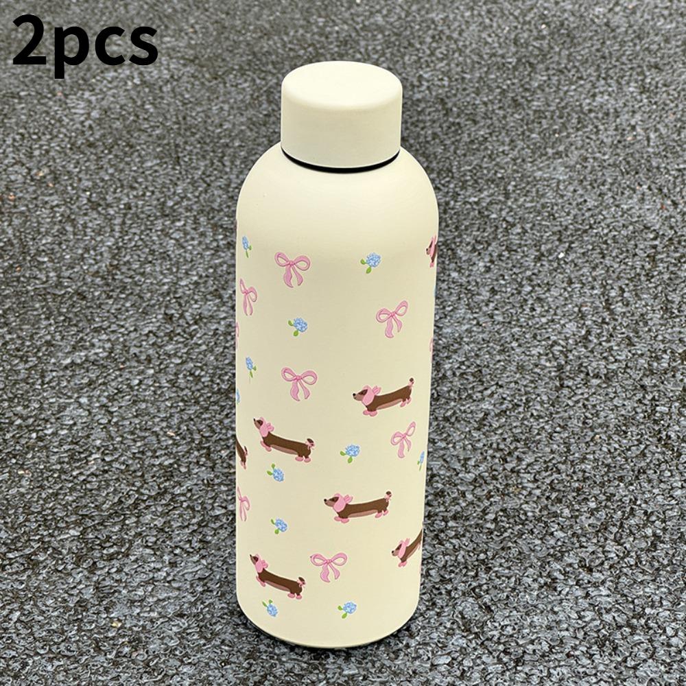 500ML Insulated Stainless Steel Travel Mug, Bow Sausage Dog Design, Double Wall Thermal Bottle for Hot & Cold Drinks